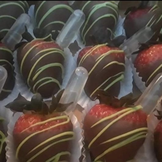 Picture of the Absolut Vodka Infused Strawberries, dipped in chocolate